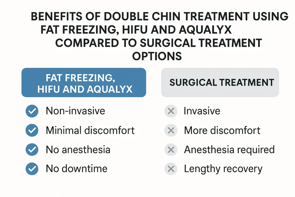 Graphic about the benefits of double chin treatment Waltham's Cross - from LA LIPO