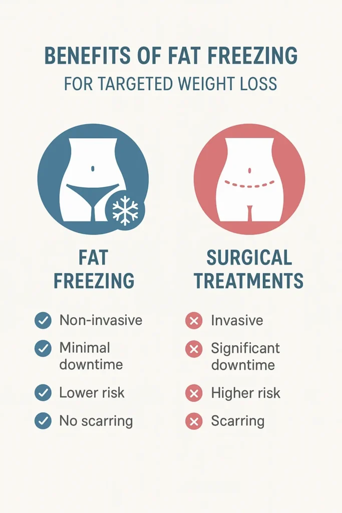 graphic showing the benefits of fat freezing Waltham's Cross