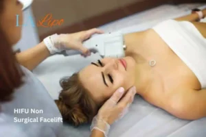 Woman having Hi-Fu to reduce wrinkles Waltham's Cross.
