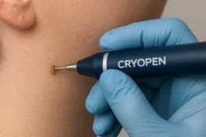 Person receiving skin tag removal Waltham's Cross