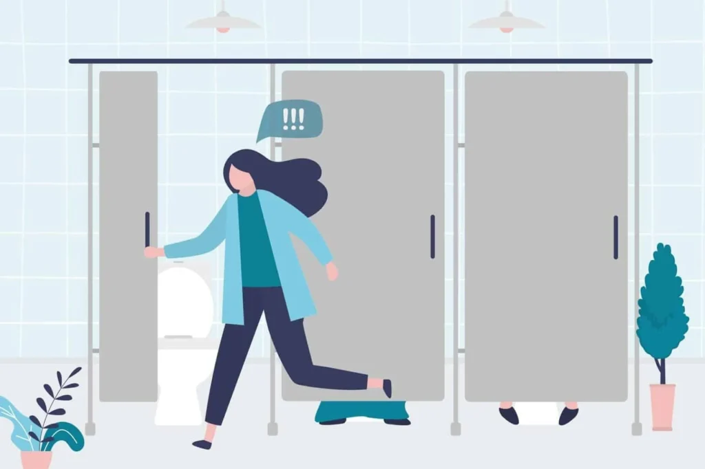 graphic of Urine incontinence Waltham's Cross woman running to the toilet.